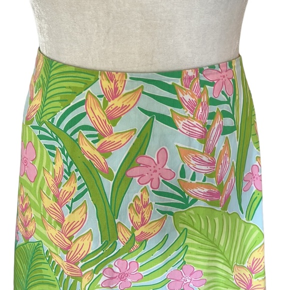 Lilly Pulitzer Vintage Cynthia Botanical Garden Pink Green Scallop Mini Skirt  8 - Picture 2 of 11